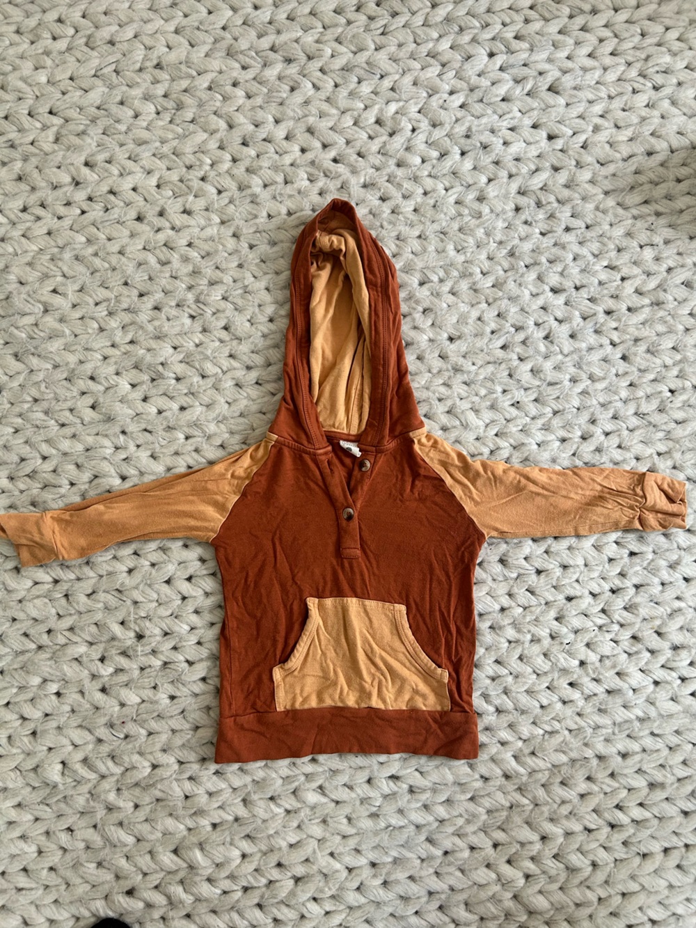 kate quinn Rust & Tan Button-Up Hooded Pullover